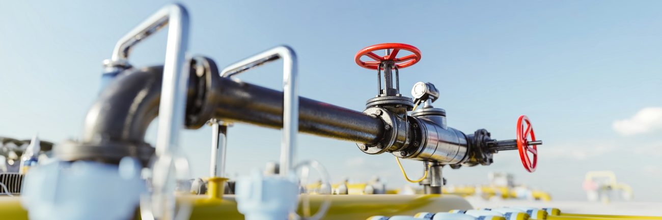 Gas tap with pipeline system at natural gas station. Gas Natural en Colombia