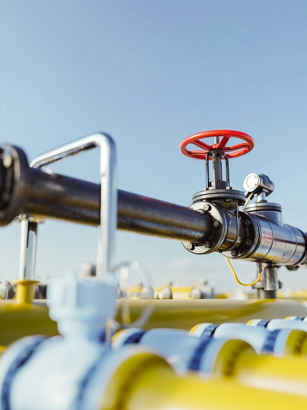 Gas tap with pipeline system at natural gas station. Gas Natural en Colombia