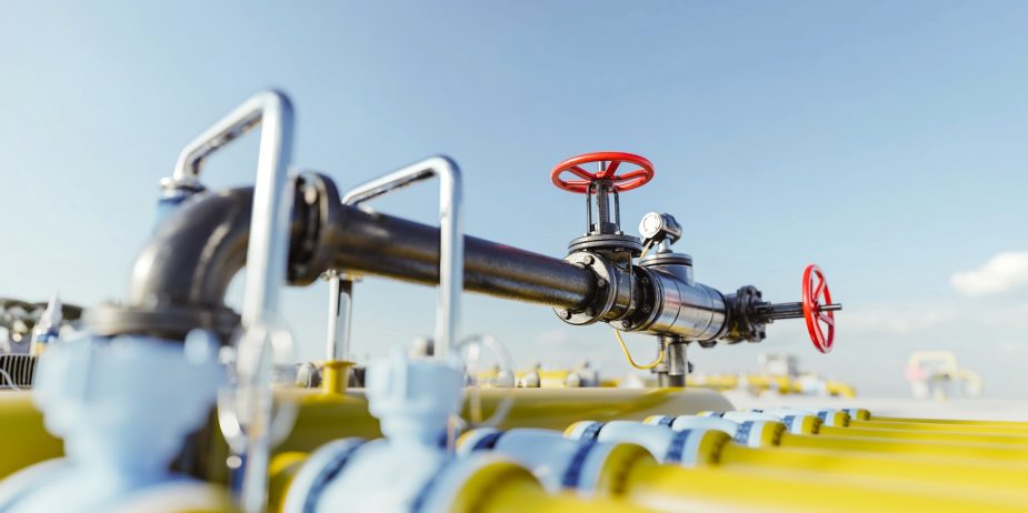 Gas tap with pipeline system at natural gas station. Gas Natural en Colombia
