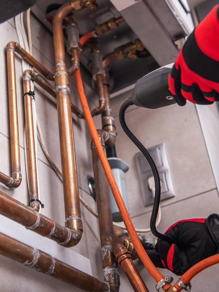 HVAC Worker with Natural Gas Detector HVAC Worker with Natural Gas Detector