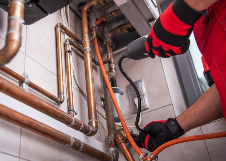 HVAC Worker with Natural Gas Detector