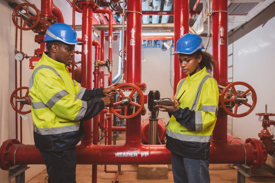 Engineer or technician work checking Fire suppression system and