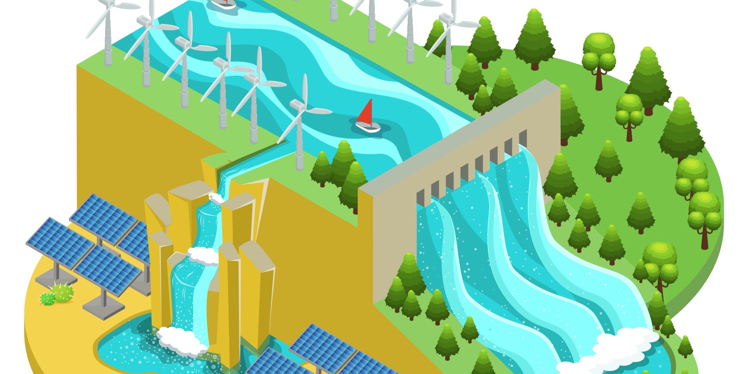 Isometric Alternative Energy Sources Concept