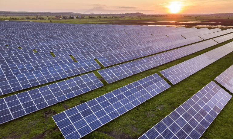 Blue solar photo voltaic panels system producing renewable clean