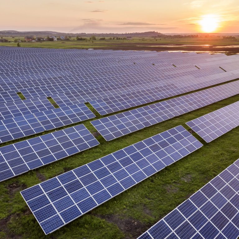 Blue solar photo voltaic panels system producing renewable clean