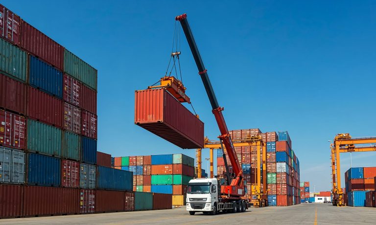 contenedores-de-transporte-cargados-por-una-grua-en-un-puerto