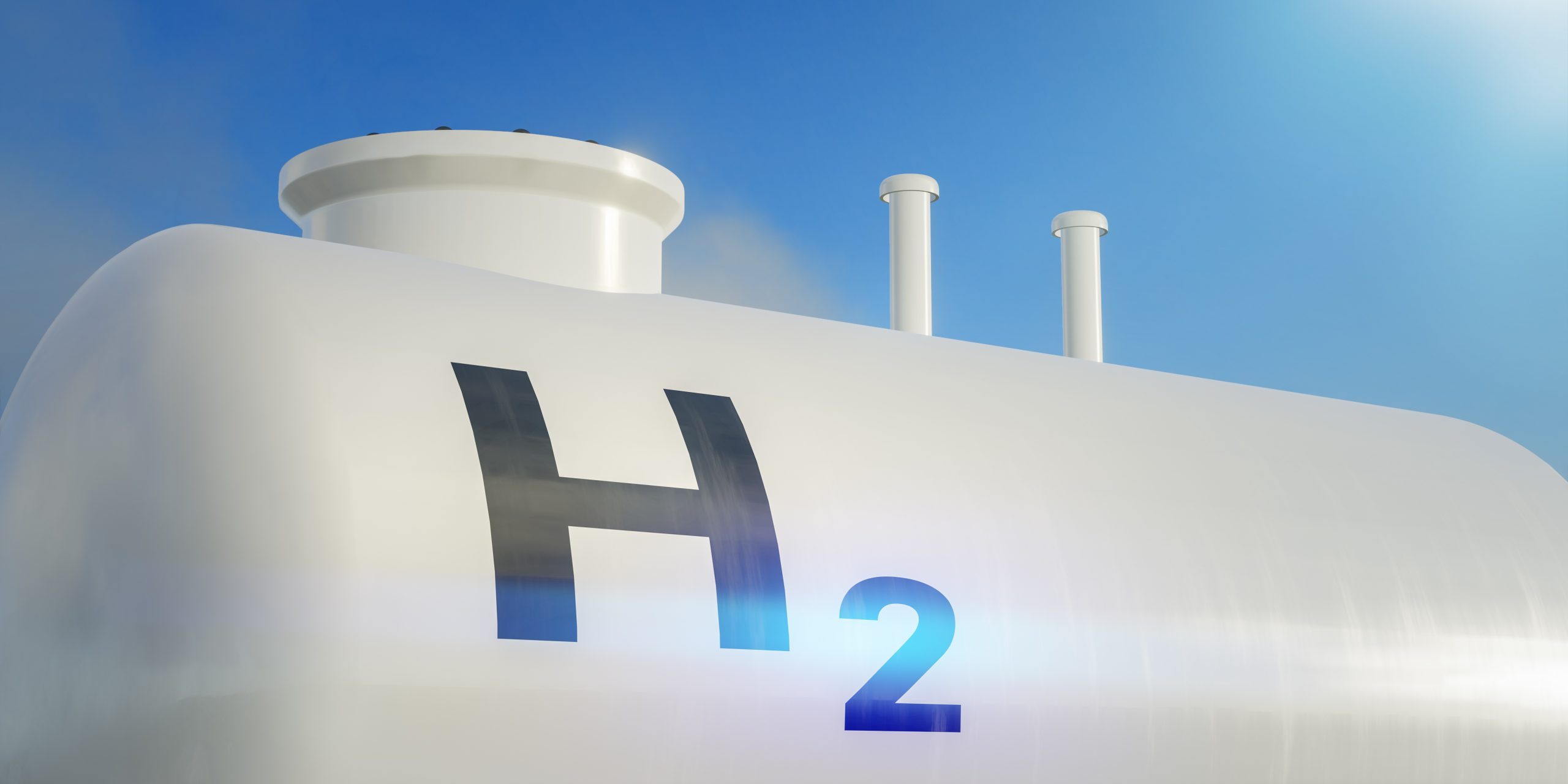 3D rendering of a modern hydrogen tank for renewable energy.