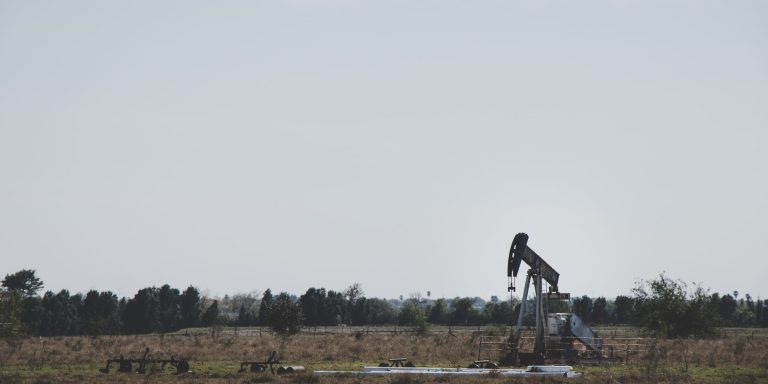 Oil drill in an empty field