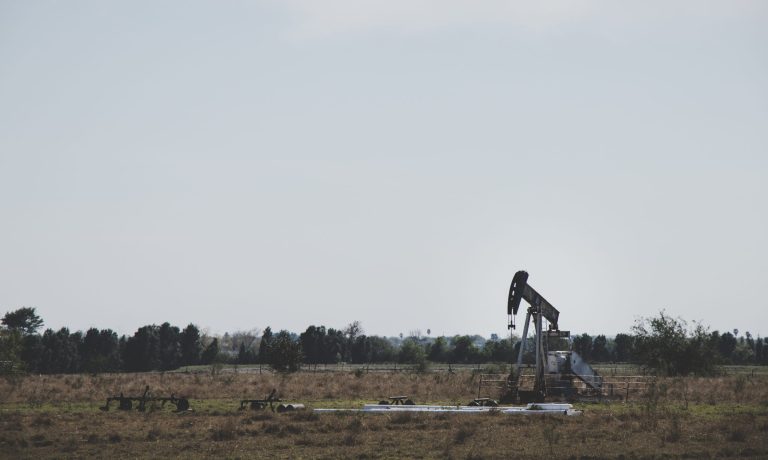 Oil drill in an empty field
