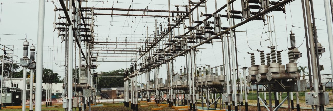 Shot of a part of high voltage electric power station
