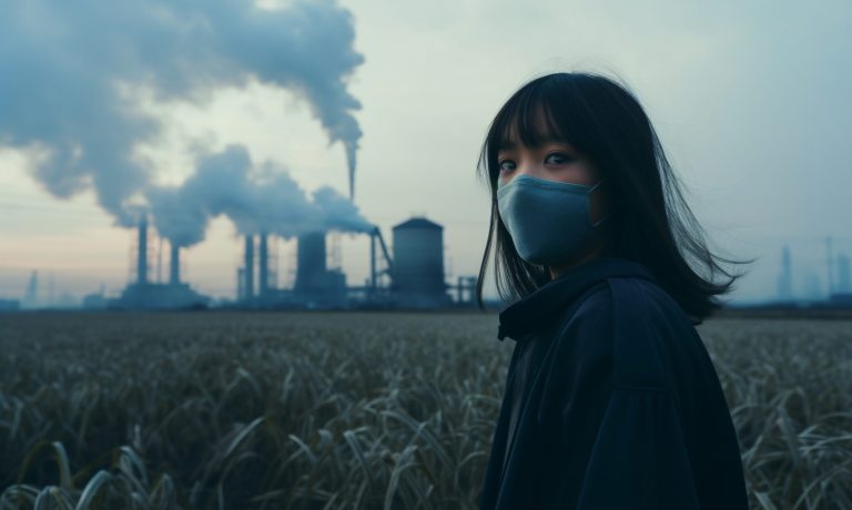 mujer-con-mascarilla-contra-la-contaminacion-de-co2