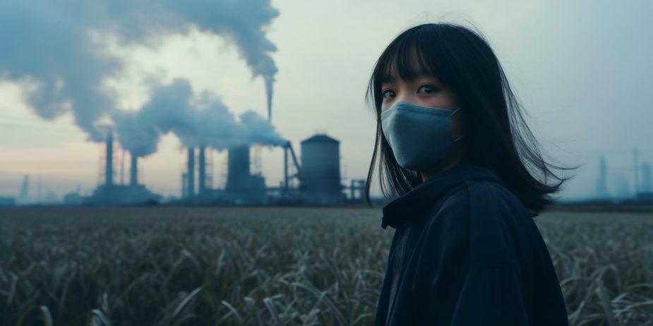 mujer-con-mascarilla-contra-la-contaminacion-de-co2