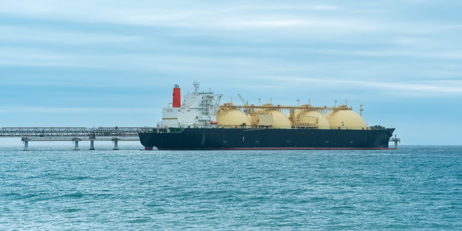 liquefied natural gas carrier vessel during loading at an LNG offshore terminal