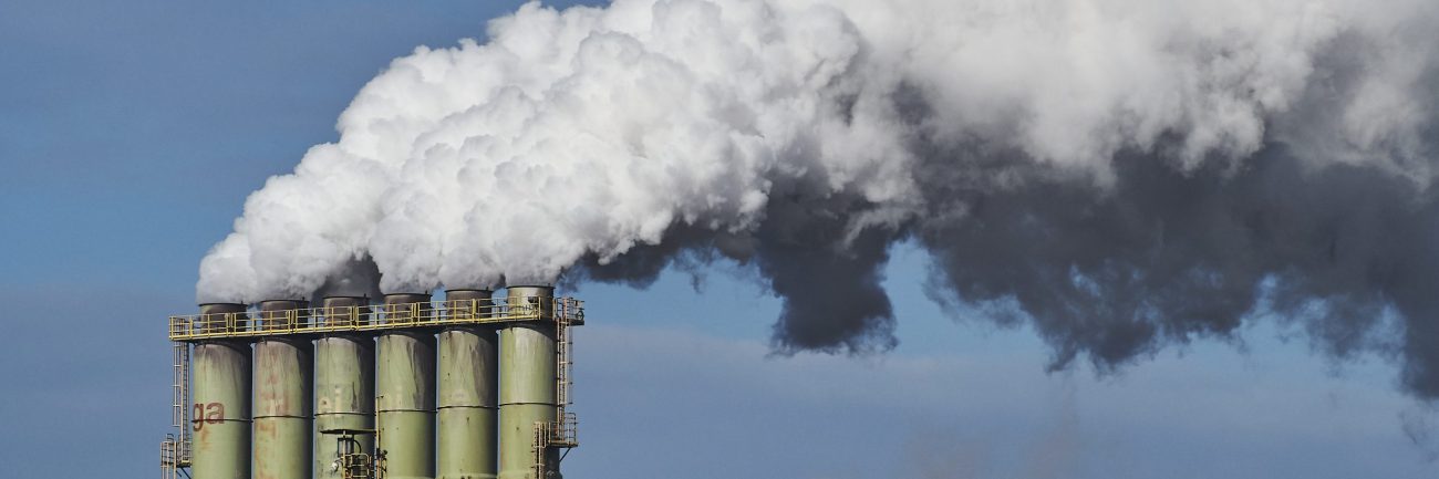 Smoke coming out of factories in an industrial area