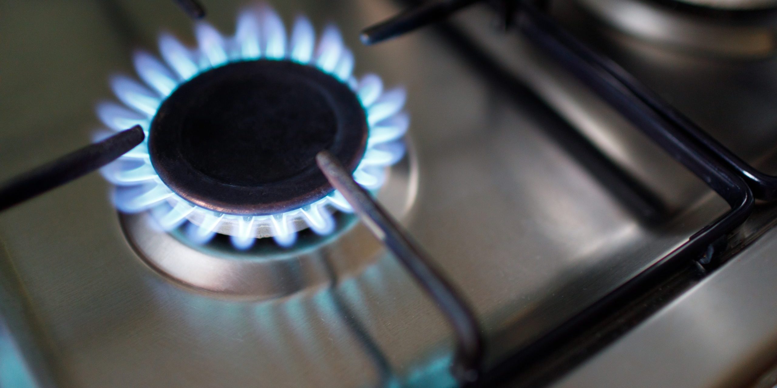 Burning gas flame on a kitchen gas stove