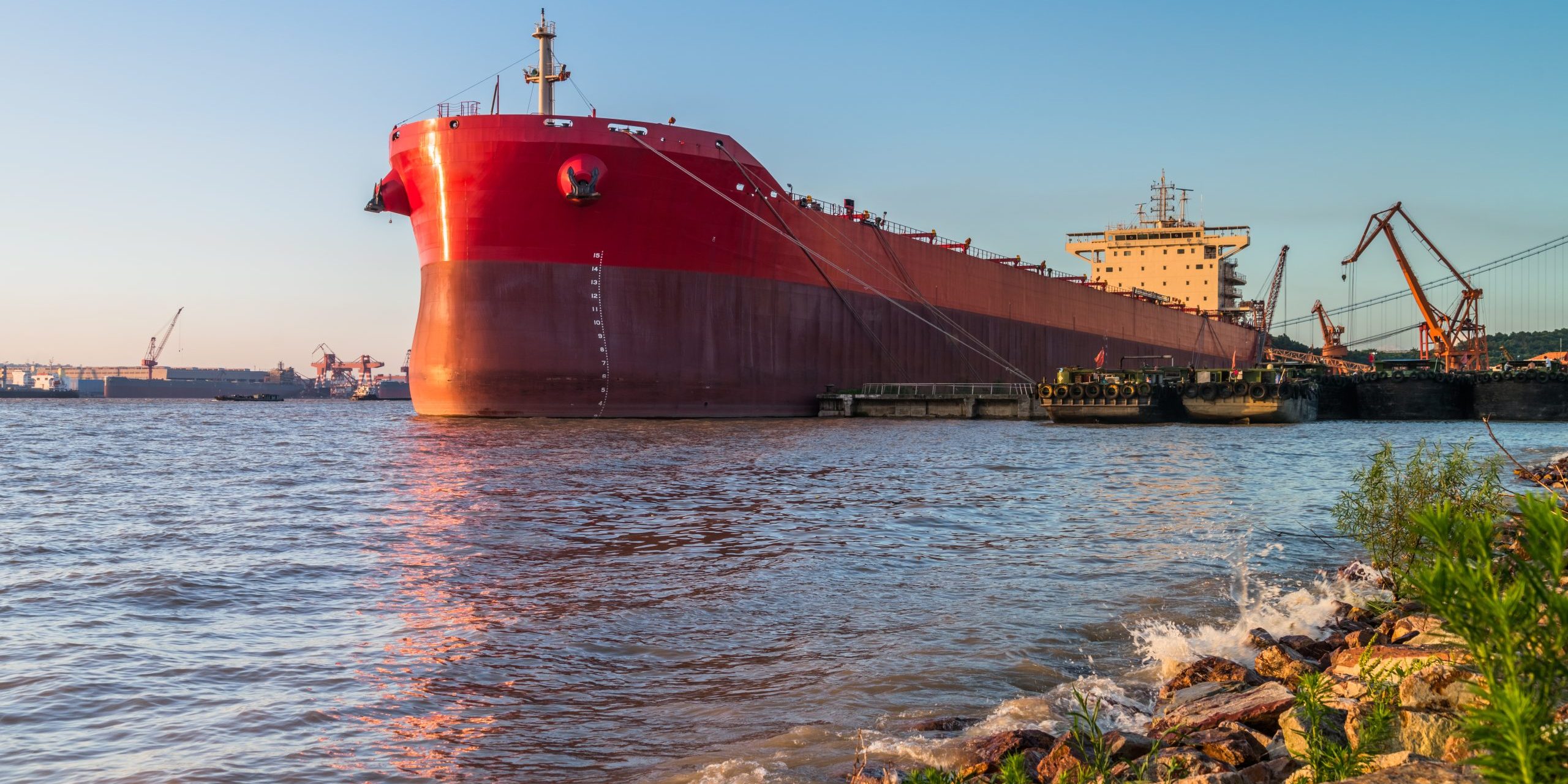Cargo container ship at harbor
