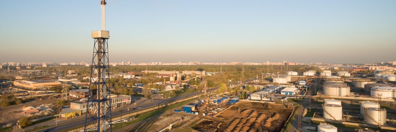 View of large oil refinery