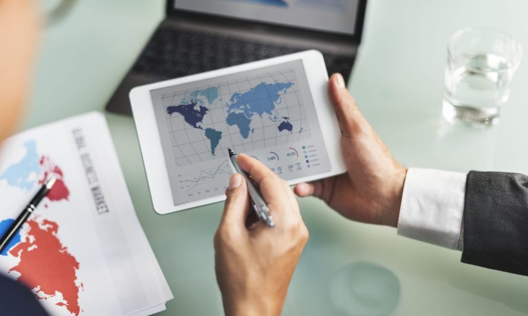 Business people working on data project