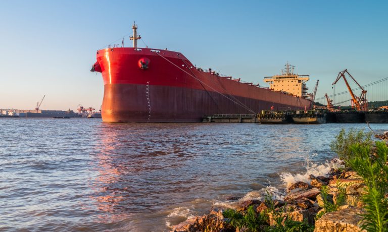 Cargo container ship at harbor