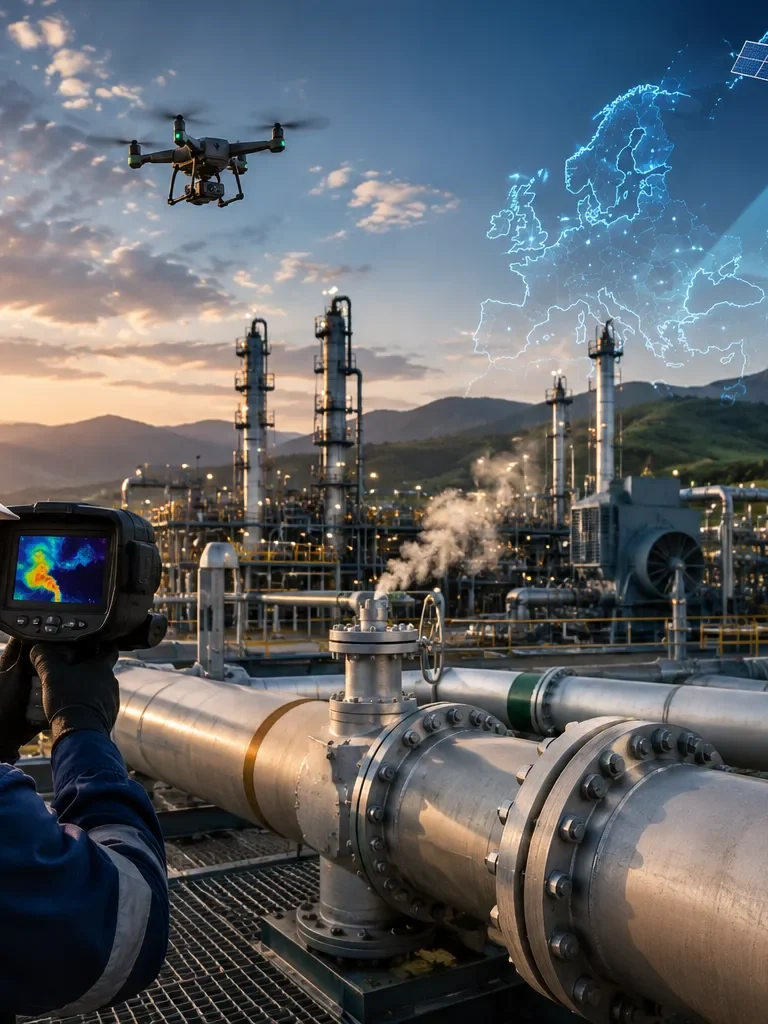 Regulacion-del-metano-mediante-inspeccion-de-emisiones-en-una-estacion-de-compresion-de-gas-natural-con-camara-OGI-sensores-inteligentes-y-monitoreo-industrial-avanzado